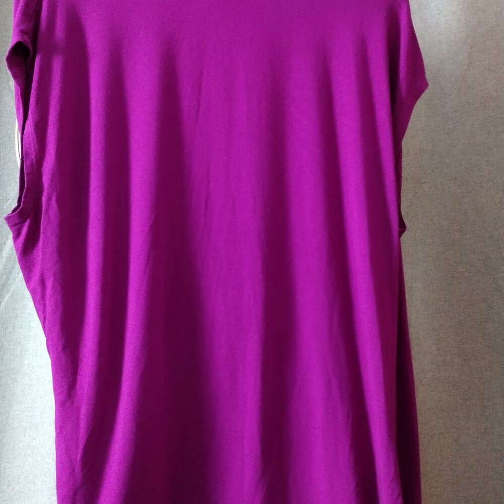 Lauren Ralph Lauren Draped Wrap Top 2XL Purple V-Neck Stretch Blouse - Picture 6 of 6